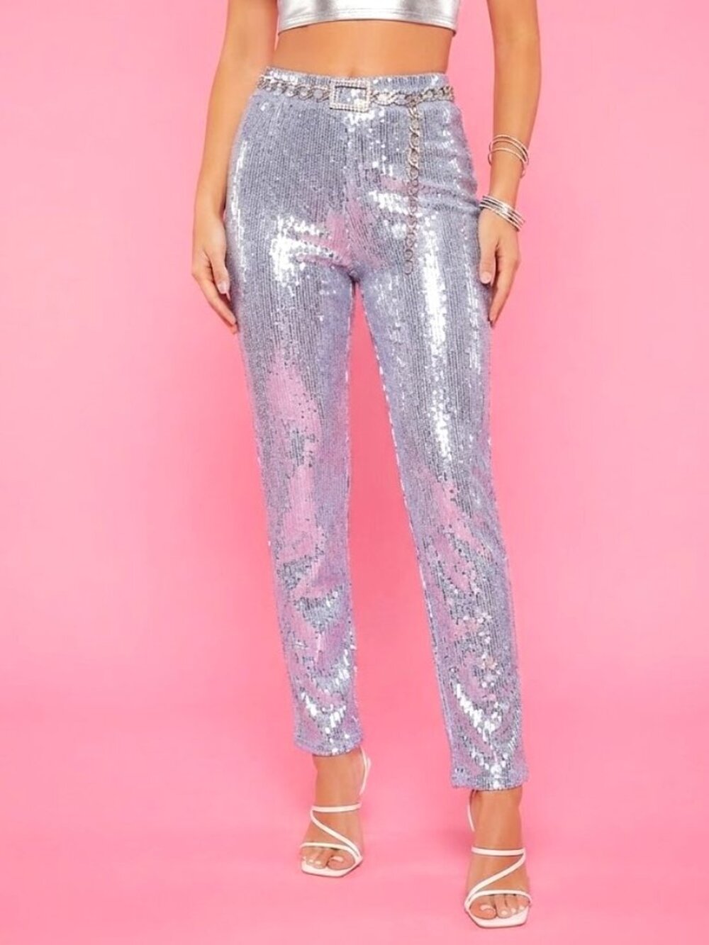 ASOS DESIGN Y2K Baby Blue Sequin Jersey Suit Pants